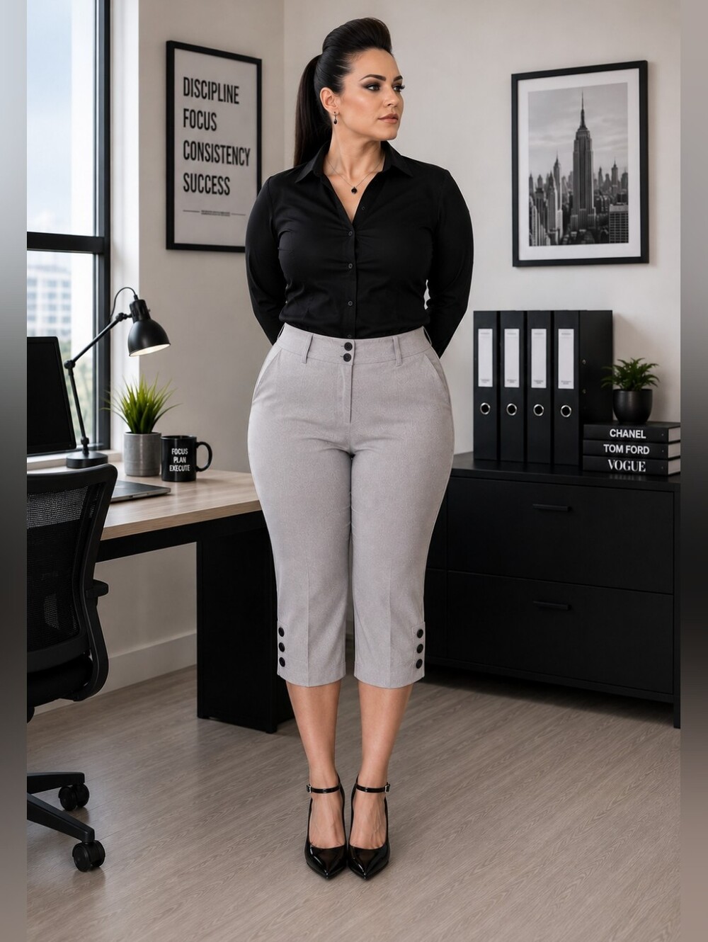 Charter Club Petite light gray tailored capri pants
